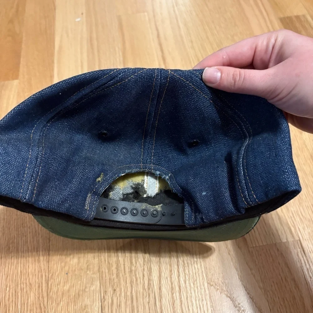 Vintage Ford Tractors Patch Denim Blue SnapBack Hat K Brand Farming 90s Trucker